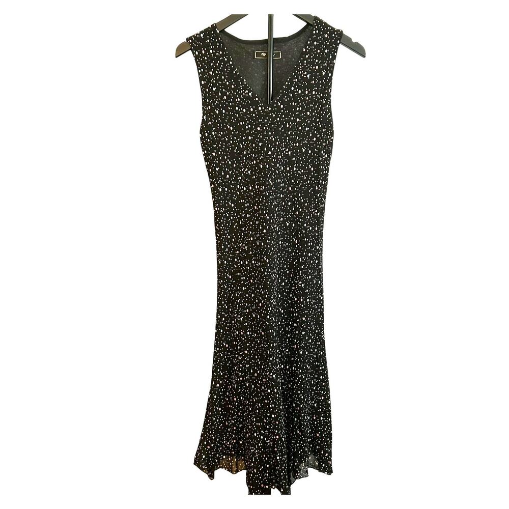 VTG Lily Black Multi Confetti Polka Dot Size M Handkerchief Hem Whimsigoth Dress